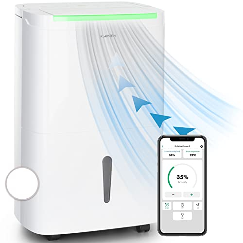 Klarstein Deumidificatore Casa per Muffa e Umidità Silenzioso, Portatile Smart, per Ambiente Professionale Elettrico Basso Consumo, WiFi 50L con Display LED