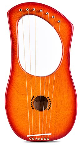 MAHWTF Lyrharpa för nybörjare, 7-strängad lyra harpa antik stil lyror trä stränginstrument med bärväska/extra strängset/stämskiftnyckel/rengöringsduk/2 st plektrum