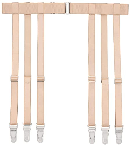 GARGALA Porte-jarretelles pour femme Simplicity Sexy Socks Jarretelles pour bas de cuisse avec 4/6 clips métalliques, 6 sangles avec clips porte-jarretelles couleur chair, taille unique