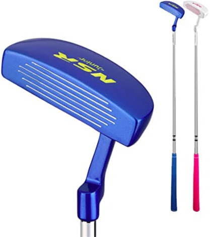 Putter de golf para zurdos para niños y principiantes, club de práctica de golf para niños y niñas de 3 a 12 años, putter de hoja (azul-9-12 años)