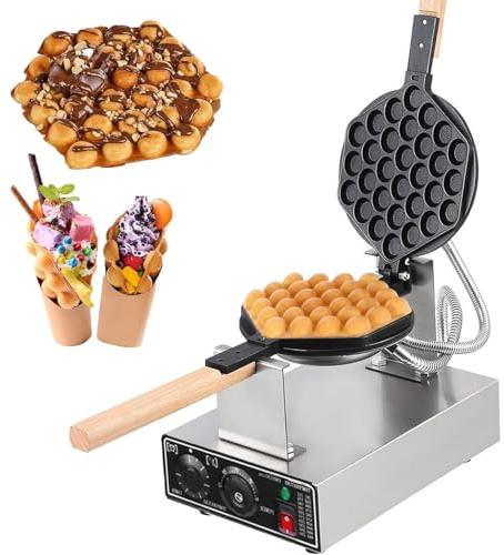 MáQuina para Hacer Gofres con Burbujas con Calentamiento de Doble Cara de 1400 W, MáQuina para Hornear Pan de Hojaldre para Pasteles de Acero Inoxidable para PanaderíAs, CaféS
