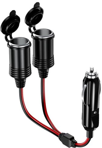 SIGANDG Presa Accendisigari Auto 12V Cavo di Prolunga per Presa Accendisigari Auto Accendisigari 2-Way Splitter, Presa Accendisigari 1 a 2, Cavo Prolunga Sdoppiatore a Y con Fusibile 15A