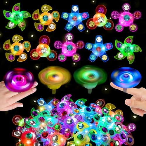 24PCS LED Light Up Fidget Spinner Rings Glow Party Favors Bulk for Kids 4-8 8-12 Summer Goodie Treat Bags Stuffers Pinata Fillers Carnival Prizes Classroom Treasure Box Toys Birthday Return Gifts