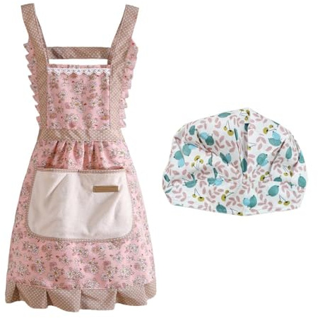 SLEEKEE - Delantal con capucha, antigrasa y bolsillos de cocina para mujer