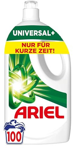 Ariel Flüssigwaschmittel, 100 Waschladungen Universal+ Waschmittel, Kraftvolle Fleckenentfernung in nur 1 Waschgang, selbst bei Kaltwaschzyklen