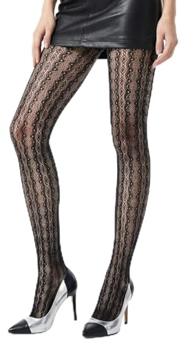 ASFWAGQ Damstrumpbyxor, nätstrumpbyxor med spets blommigt ihåligt mönster för karneval, halloween, lolita mode, balett, dans, cosplay, fest, svart, one size