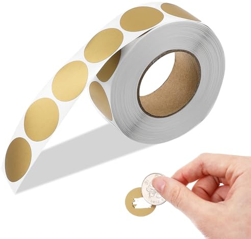 1 000 stycken runda skrapklistermärken, 2,5 cm skraplösa klistermärken, skraplösa gör-det-själv present, skraplösa etiketter, scratch off klistermärken för överraskning jul bröllop, alla hjärtans dag