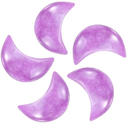 QUARKZMAN 5 Piezas Piedra La Preocupación Cristal Moon Longitud 0.5 Pulgadas Lote Piedra Natural Lepidolita Morada Talladas Piedras De Bolsillo Para Meditación Equilibrio.