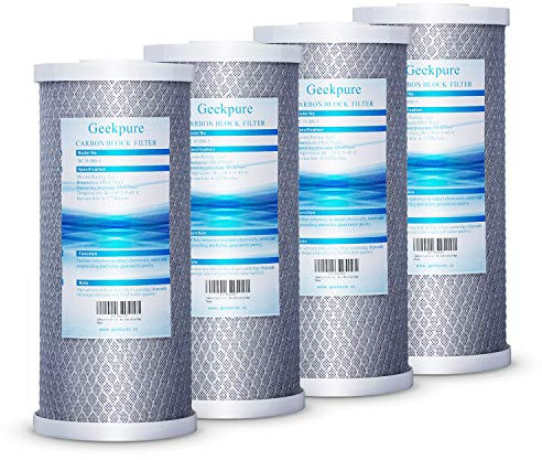 Geekpure Cartucho de filtro de agua de carbono para toda la casa 10 x 4,5 pulgadas, 5 micrón