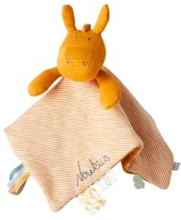 Noukie's - Schmusetuch für Kinder - Schmusetuch aus Bio-Baumwolle - Paco, der Esel - Viele Funktionen - Ocker - 1 Stück