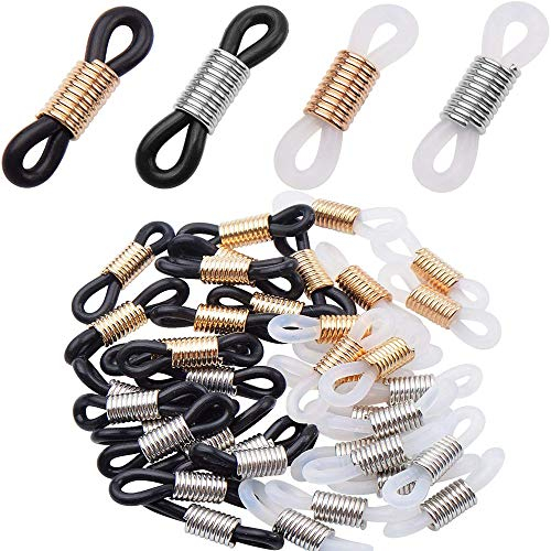 SUMPIGGER 50Pcs Holder Chain Glasses Ends Spectacle Chain Strap Loop Ends of Glass Cord Ends of Eyeglass Chain Holder Silicone Lanyard Strap DIY Bead Linking Eyewear Retainer Accessories