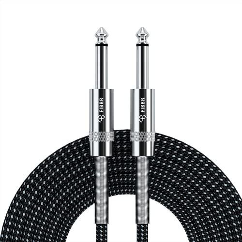 FIBBR 6.35mm to 6.35mm Stereo Audio Cable 8M, Straight 1/4 TRS Audio Guitar Male Jack Instrument Lead with Nylon Braided for Electric Guitar, Bass, Amplifier, Mixer, Keyboard, Speaker