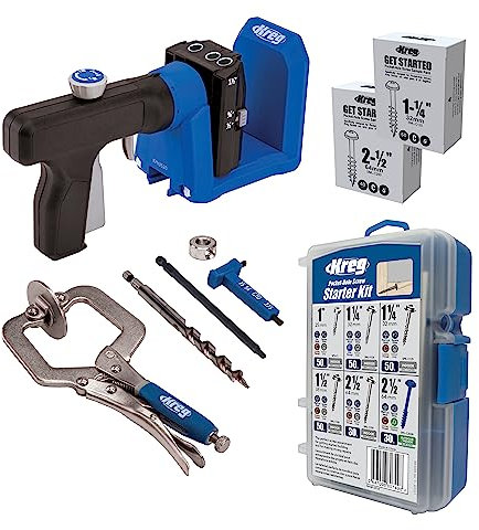 Kreg Pocket-Hole Jig 520PRO - Easy Clamping & Adjusting - 360 Rotating Handle - 260 Screws - For Materials 1/2 to 1 1/2 Thick