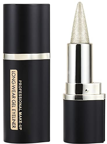Boobeen Schwarzer Eyeliner-Bleistift, schnell trocknender Gelstift, wasserfest, wischfest, ganztägiges Make-up, langanhaltend, für einen Statement-Augen-Look (Silber 1)