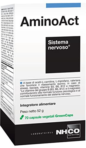 NHCO Nutrition AminoAct Sistema nervoso, Integratore alimentare con 17 nutrienti. Confezione da 70 capsule vegetali