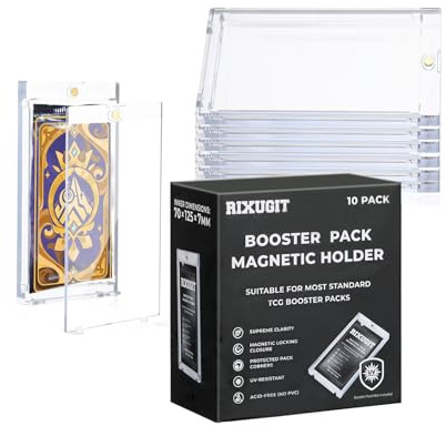 RIXUGIT 10-Pack One Touch Booster-Pack Magnetic-Holders - UV Protection Clear Booster Pack Cases, Fit for Standard Cards Storage and Display, Protect Your Collectible, Sports, and Gaming Cards