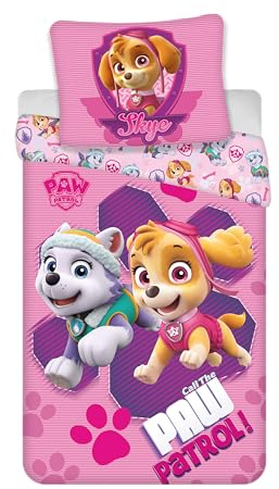 Paw Patrol Skye Everest Funda Nórdica Cama 90 140x200 + Funda Almohada Rosa