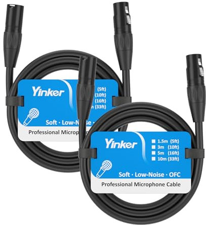 Yinker 2 Stücke XLR Kabel 3m Male zu Female, 3 Polig Mikrofonkabel Male zu Female 2 Stücke Mikrofonkabel XLR Stecker für Audio-und Sound-Equipments 3m 2 Stücke