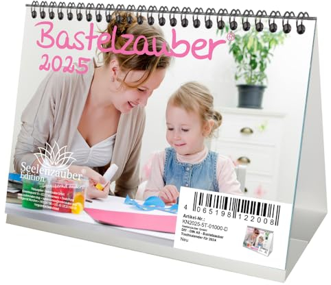 DIY - DIN A5 - Bastelzauber Tischkalender für 2025 - Set Inhalt (3 Teile): 1x Bastelkalender, 1x Weihnachts-, 1x Grußkarte
