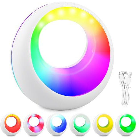 BORDEAG Lampada Da Comodino Touch, Luce Notturna Ricaricabile Con Telecomando, Abat Jour Da Comodino Con Cambio Colore Rgb, Lampade Da Comodino, Lampada LED, 9 Colori E 5 Modalità Di Luminosità