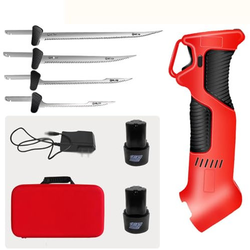 Wiederaufladbares Fischfiletiermesser, Kabelloses Elektrisches Filetiermesser, Kommt Mit 4 Hin- Und Hergehenden Klingen Aus Kohlenstoffstahl Und 2 Batterien, Safe Lock, Geeignet Für Den Heim-, Hotel-