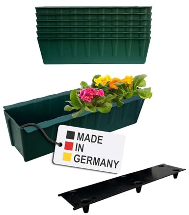 BURI Set med 6 blomlådor för pallar – 37,3 cm – grön – bevattningsunderlägg