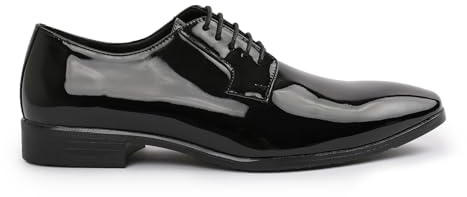 Mens Lace Up Formal Dress Shoes Classic Oxfords Derby Shoe for Office Business Casual Work Wedding Comfy Stylish Gents Shoes Black Patent