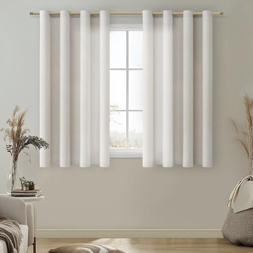 MRTREES - Tende in voile di lino, altezza 137 cm, 2 pannelli, con occhielli, tende velate per camera da letto e cucina, materiale morbido e semi-trasparente, 117 x 137 cm, 46 x 54 pollici, colore