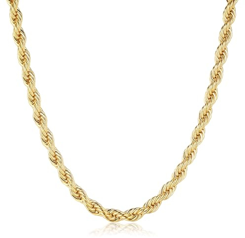 Bling King London Gold Twisted Rope Chain, 8mm Thick 24 Inch Long