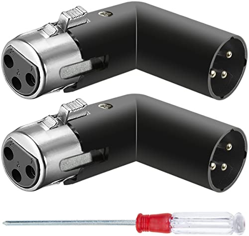 HAAMNING7 Adattatore angolare XLR 3 pin Doppio connettore maschio e femmina 90 gradi regolabili 4 diverse angolazioni Presa di corrente destra sinistra per apparecchiature microfono mixer, 2 pezzi