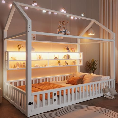 Kabinsäng enkelsäng 90 x 200 cm med integrerat skyddsstaket, robust och stabil stålsäng, utrymmesbesparing i metall för stort sovrum, studio vuxen, vit