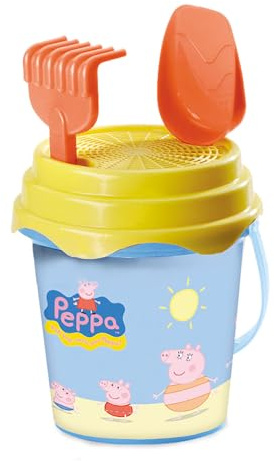 Mondo Toys - BUCKET SET + WATER CAN PEPPA PIG - Juego de cubo de arena ø17 cm con jarra de agua - Juego de playa (6 piezas) para niños a partir de 3 años - 28053