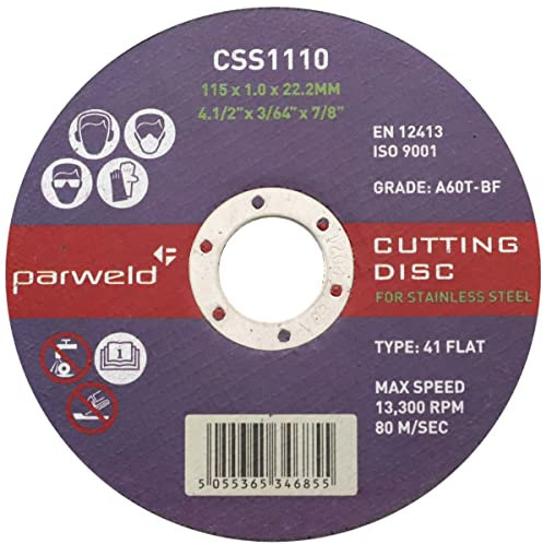 (PACK OF 20) PARWELD 115 x 1mm Thin metal cutting discs for mild steel & stainless (4.5 discs)