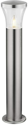Long Life Lamp Company Modern LED Bollard Light Outdoor Stainless Steel Garden Post Pathway Lighting 240v IP44 ZLC310K with Warm White 5w E27 Clear Candle