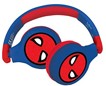 LEXIBOOK - Marvel Spiderman - Auriculares 2 en 1 Bluetooth y con Cable, Estéreo, inalámbricos, con Cable, limitación de Sonido, Plegables, Ajustables, batería Recargable, Rojo/Azul, HPBT010SP
