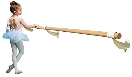Ballet Barre Single Bar 9 FT Long 1.5” Diameter White for Kids and Adults Wall Mounted | Fixed Height Ballet Barre Traditional Wood | Home/Studio Ballet Bar, Dance Bar, Stretch Bar, Dancing/Stretching