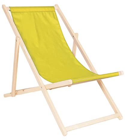 Systafex Premium Relaxliege Liegestuhl Strandstuhl Gartenliege Klappliegestuhl Sonnenliege klappbar (gelb)