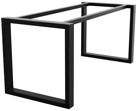 MetaloPro Tischbeine Metall, Schwerlast Stahl Schreibtisch Beine, Tischkufen Schwarz und Schrauben, Bodenschoner, Trapez Tischgestell für Moderne Couchtisch, Esstisch, Wohnzimmertisch – 140x70x72 cm