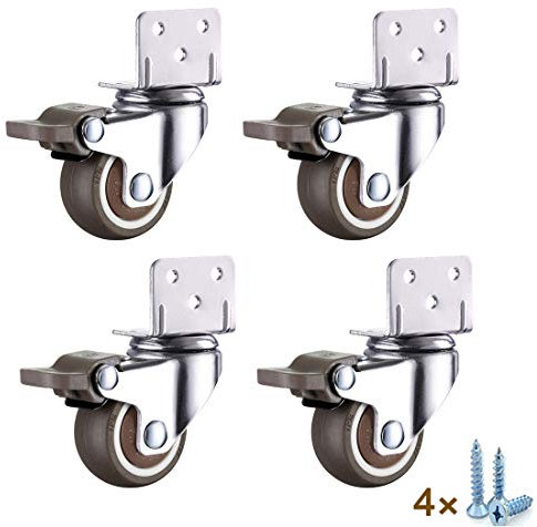 Ruedas giratorias Ruedas giratorias móviles en forma de L, 4 piezas Ruedas giratorias pequeñas, Ruedas giratorias de 360 ° para muebles, Ruedas de carro en caucho, Ruedas para cama de bebé con soport