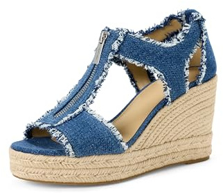 Michael Kors Berkley Alpargata Sandalia de cuña para mujer, Azul (Denim), 37 EU