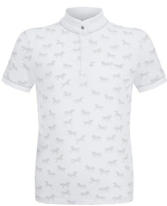 LeMieux Mini Bella Show Shirt - Kids Horse Riding Short Sleeve Top - Children's Equestrian Apparel - White/Ponies - 5-6 Years