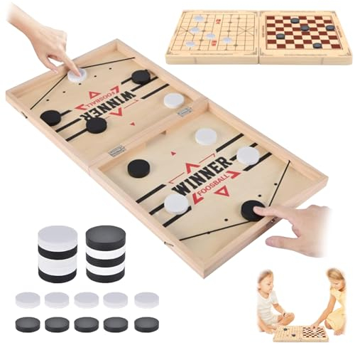 Ryvera Hockey Brettspiel, Sling Puck Spiel, Super Winner Spielzeug, Tischhockey, Doppelkampf Schnell Bouncing Brettspiel, Schachbrettset Tisch-Desktop-Spiel, Weihnachten Geschenk für Kinder Erwachsene