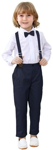 mintgreen Baby Boy kläder 4 st set barn jul gentleman kostym hängslen skjorta 1-6 år