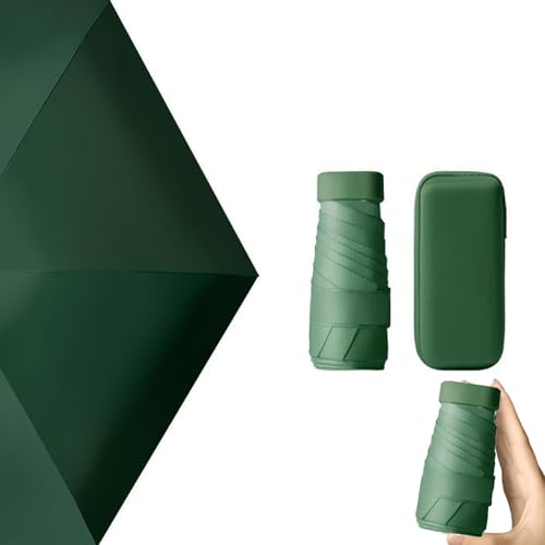 Nnicorns Reise-Mini-Regenschirm Damen, UV-Schutz, Sonnenleicht-Taschenschirme, 6 Rippen Regenschirm Sturmfest mit Kapselhülle, Tragbarer Umbrella für Damen, Mädchen und Kinder (Dunkelgrün)
