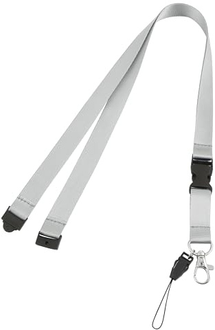 LICQIC Halsband, nyckelband för nacke med säkerhetsavbrott, för att hålla ett ID-kort, kort emblem, nycklar eller mobiltelefon, Silver: 1 st, en storlek
