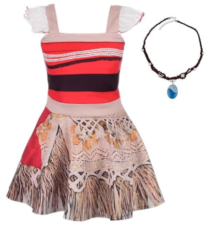 Lito Angels Deguisement Robe Princesse avec Accessoire Collier Fille, Anniversaire Fete Carnaval Costume Vetement Ete, Taille 10-12 ans (étiquette en tissu 160)