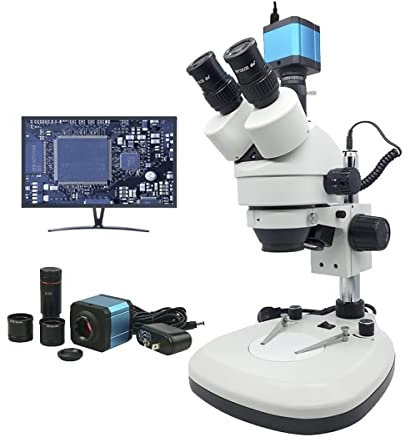 Labb mikroskop tillbehör 7X-45X zoom trinokulärt stereomikroskop upplyst digitalt mikroskop med USB digitalkamera okular (14 MP kamera okular)