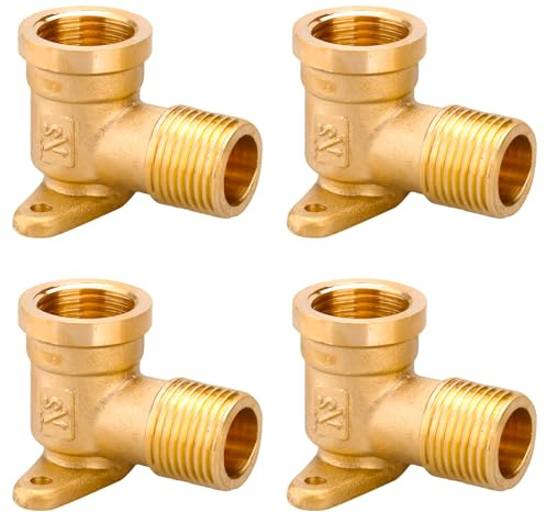WANDGU 4 pezzi Parabrezza da parete da 1/2 pollici: connettore acqua, filettatura interna, scatola da parete da 1/2 pollice, arco in ottone, 90 gradi, raccordo angolare con filettatura interna, ideale