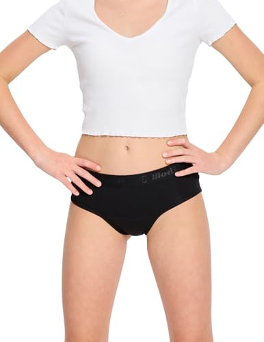 Modibodi Period Underwear for Teenagers - Hipster Boyleg Shorts - Moderate 30 ml Absorbency Black Y08-10