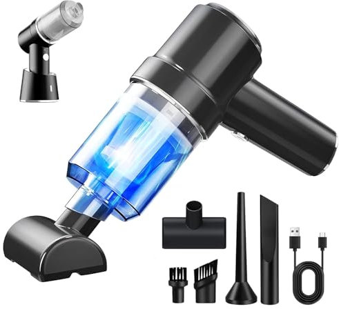 Anluomafuy Aspiradora de Mano, 120W Sin Cable Potente, con Base de Carga, en Seco y Húmedo, Batería de 4000mAh,Filtro Lavable, Accesorio Completo para Oficina, Hogar, Coche (Negro)